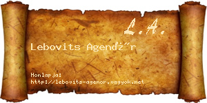 Lebovits Agenór névjegykártya